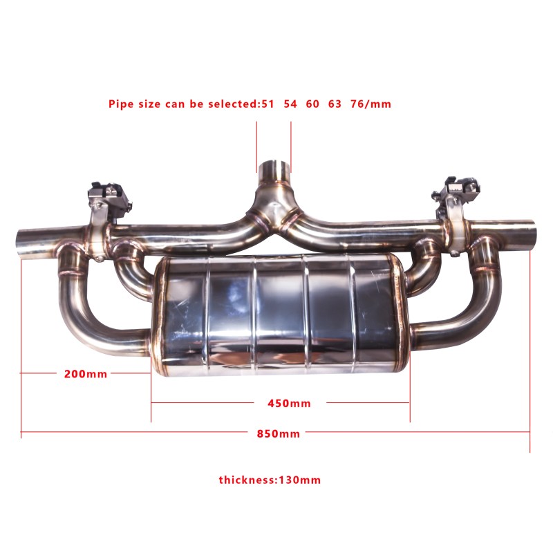Universal Electronic Exhaust Valve Muffler Dual Outlet 2.0" 2.5" 3.0" Remote Control 304 Stainless Steel Exhaust System